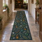 Potion Bottle Still Life Runner Rug with dimensional printed themed artwork; representative AI-generated mockup.