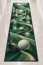 Verdant Pinflight Observatory Runner Rug with dimensional printed themed artwork; representative AI-generated mockup.