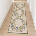 Wildflower Wedding Garden Runner Rug with dimensional printed themed artwork; representative AI-generated mockup.