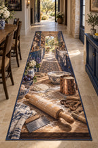 Family Baking Tools Runner Rug with dimensional printed themed artwork; representative AI-generated mockup.