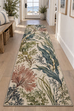 Seaweed Herbarium Runner Rug with dimensional printed themed artwork; representative AI-generated mockup.