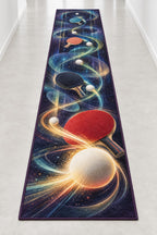 Spinvector Rally Observatory Runner Rug with dimensional printed themed artwork; representative AI-generated mockup.