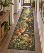 Original Storybook Animals Runner Rug with dimensional printed themed artwork; representative AI-generated mockup.