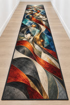 Emberline Rescue Atrium Runner Rug with dimensional printed themed artwork; representative AI-generated mockup.