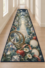 Prismatic Discovery Conservatory Runner Rug with dimensional printed themed artwork; representative AI-generated mockup.
