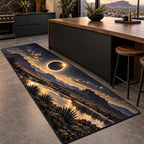 Solar Eclipse Kitchen Rug with dimensional printed themed artwork; representative AI-generated mockup.
