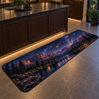 Meteor Shower Kitchen Rug with dimensional printed themed artwork; representative AI-generated mockup.