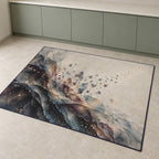 Silvergrain Afterimage Kitchen Rug with dimensional printed themed artwork; representative AI-generated mockup.
