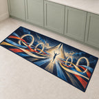 Cadence Crown Convergence Kitchen Rug with dimensional printed themed artwork; representative AI-generated mockup.