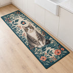 Rescue Cat Advocate Kitchen Rug with dimensional printed themed artwork; representative AI-generated mockup.