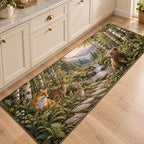 Woodland Animal Friends Kitchen Rug with dimensional printed themed artwork; representative AI-generated mockup.