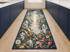 Prismatic Discovery Conservatory Kitchen Rug with dimensional printed themed artwork; representative AI-generated mockup.