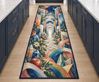 Chromatic Imagination Atelier Kitchen Rug with dimensional printed themed artwork; representative AI-generated mockup.
