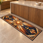 Geometric Sunburst Kitchen Rug with dimensional printed themed artwork; representative AI-generated mockup.