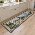 Husky Kitchen Rug with dimensional printed themed artwork; representative AI-generated mockup.