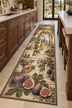Fig Harvest Kitchen Rug with dimensional printed themed artwork; representative AI-generated mockup.
