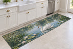 Swan and Reeds Kitchen Rug with dimensional printed themed artwork; representative AI-generated mockup.