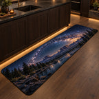 Milky Way Arch Kitchen Rug with dimensional printed themed artwork; representative AI-generated mockup.