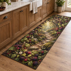 Wild Berry Bramble Kitchen Rug with dimensional printed themed artwork; representative AI-generated mockup.