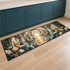 Voice Bloom Resonance Atrium Kitchen Rug with dimensional printed themed artwork; representative AI-generated mockup.