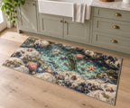 Tide Pool Creatures Kitchen Rug with dimensional printed themed artwork; representative AI-generated mockup.