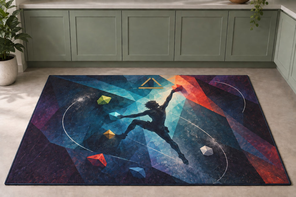 Prismatic Crux Constellation Kitchen Rug with dimensional printed themed artwork; representative AI-generated mockup.