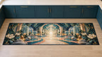 Empathy Pathway Sanctuary Kitchen Rug with dimensional printed themed artwork; representative AI-generated mockup.