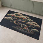Midnight Bonsai Cloudrise Kitchen Rug with dimensional printed themed artwork; representative AI-generated mockup.