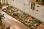 Snail and Toadstool Kitchen Rug with dimensional printed themed artwork; representative AI-generated mockup.