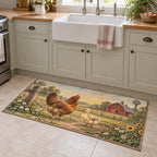 Farm Animal Morning Kitchen Rug with dimensional printed themed artwork; representative AI-generated mockup.
