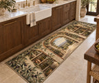 Olive Branch Pantry Kitchen Rug with dimensional printed themed artwork; representative AI-generated mockup.