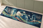 Featherflight Club Atlas Kitchen Rug with dimensional printed themed artwork; representative AI-generated mockup.