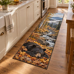 Sleeping Bear Leaves Kitchen Rug with dimensional printed themed artwork; representative AI-generated mockup.