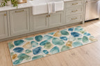 Sea Glass Shapes Kitchen Rug with dimensional printed themed artwork; representative AI-generated mockup.