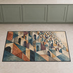 Inkline Cityfold Kitchen Rug with dimensional printed themed artwork; representative AI-generated mockup.