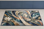 Compassion Bridge Atrium Kitchen Rug with dimensional printed themed artwork; representative AI-generated mockup.