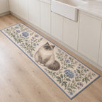 Ragdoll Cat Companion Kitchen Rug with dimensional printed themed artwork; representative AI-generated mockup.