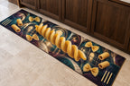 Pasta Form Parallax Kitchen Rug with dimensional printed themed artwork; representative AI-generated mockup.