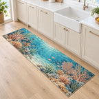 Coral Reef Kitchen Rug with dimensional printed themed artwork; representative AI-generated mockup.