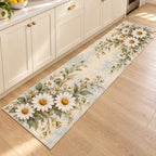 Daisy Chain Kitchen Rug with dimensional printed themed artwork; representative AI-generated mockup.
