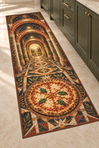 Pizza Night Ember Portal Kitchen Rug with dimensional printed themed artwork; representative AI-generated mockup.