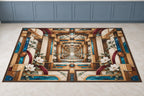 Timber Joinery Atrium Kitchen Rug with dimensional printed themed artwork; representative AI-generated mockup.