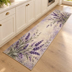 Lavender Sprigs Kitchen Rug with dimensional printed themed artwork; representative AI-generated mockup.