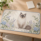 Ragdoll Cat Companion Desk Mat with dimensional printed themed artwork; representative AI-generated mockup.