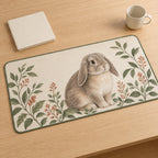 House Rabbit Companion Desk Mat with dimensional printed themed artwork; representative AI-generated mockup.