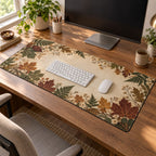Pressed Woodland Leaves Desk Mat with dimensional printed themed artwork; representative AI-generated mockup.