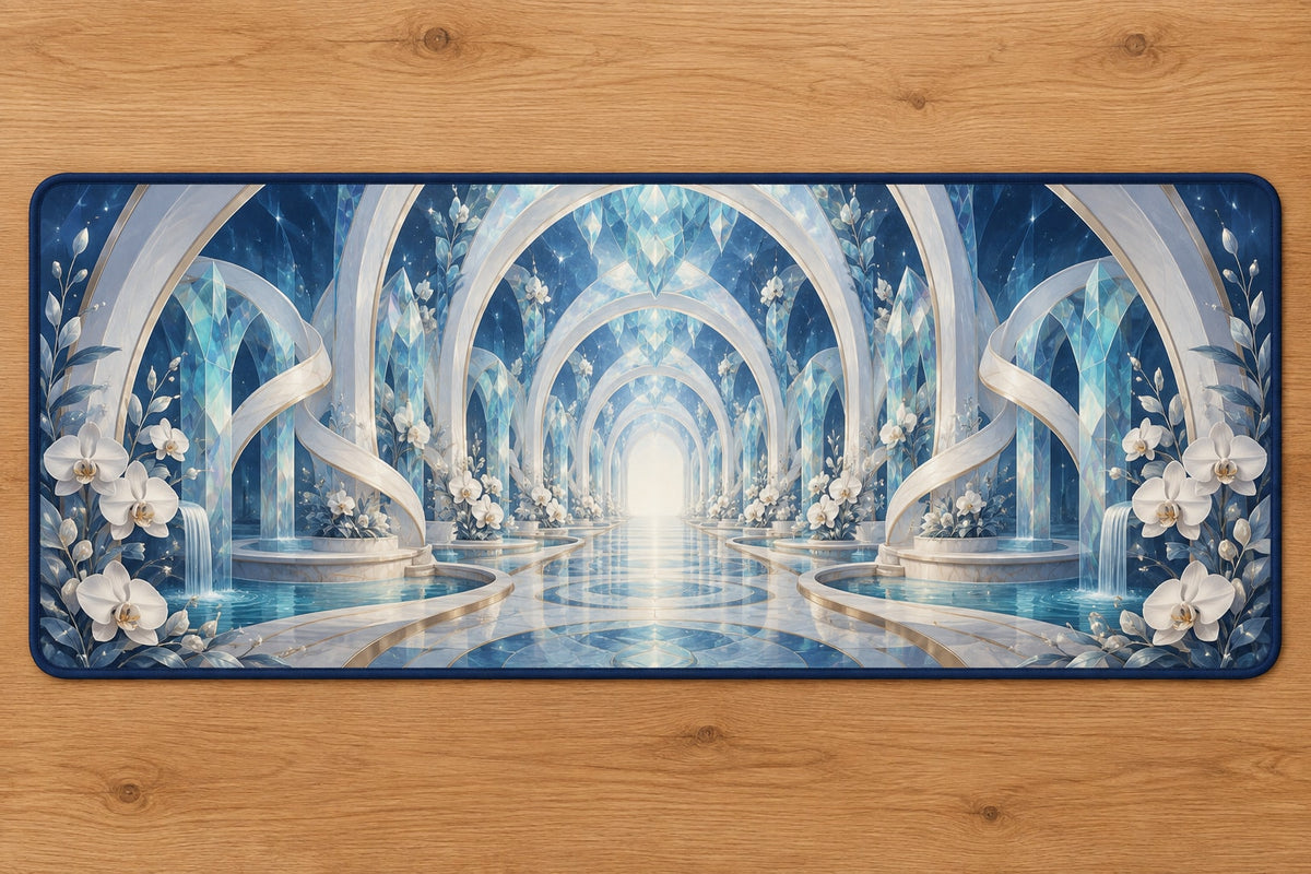 Dental Hygienist Prism Atrium Desk Mat with dimensional printed themed artwork; representative AI-generated mockup.