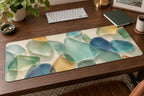 Sea Glass Shapes Desk Mat with dimensional printed themed artwork; representative AI-generated mockup.