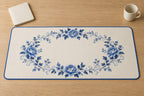 Blue Porcelain Wedding Wreath Desk Mat with dimensional printed themed artwork; representative AI-generated mockup.