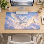 Pegasus Cloudscape Desk Mat with dimensional printed themed artwork; representative AI-generated mockup.